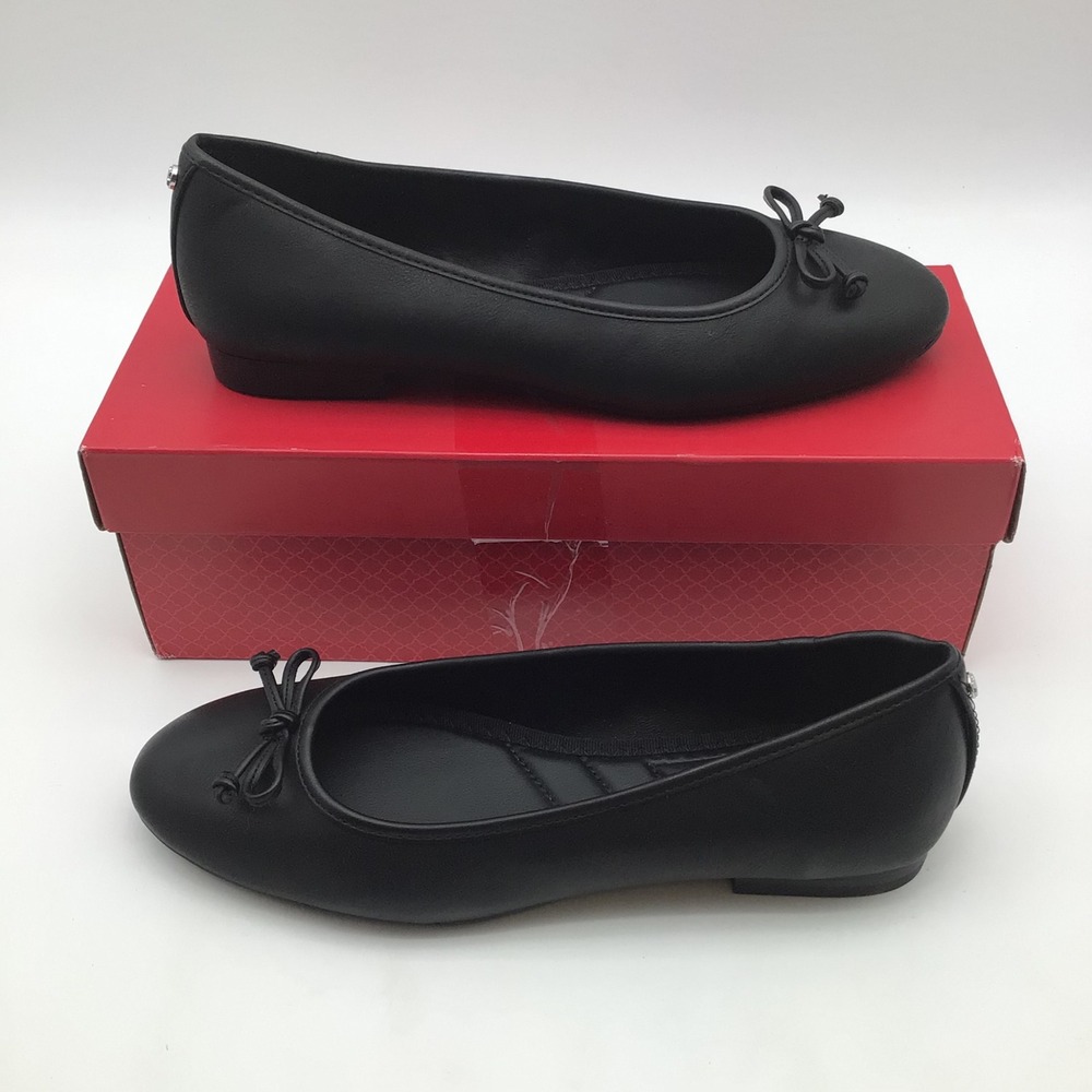Kelly & Katie Tayllor Black Ballet Flats Bow Accent Round Toe Shoes Size 8M NEW